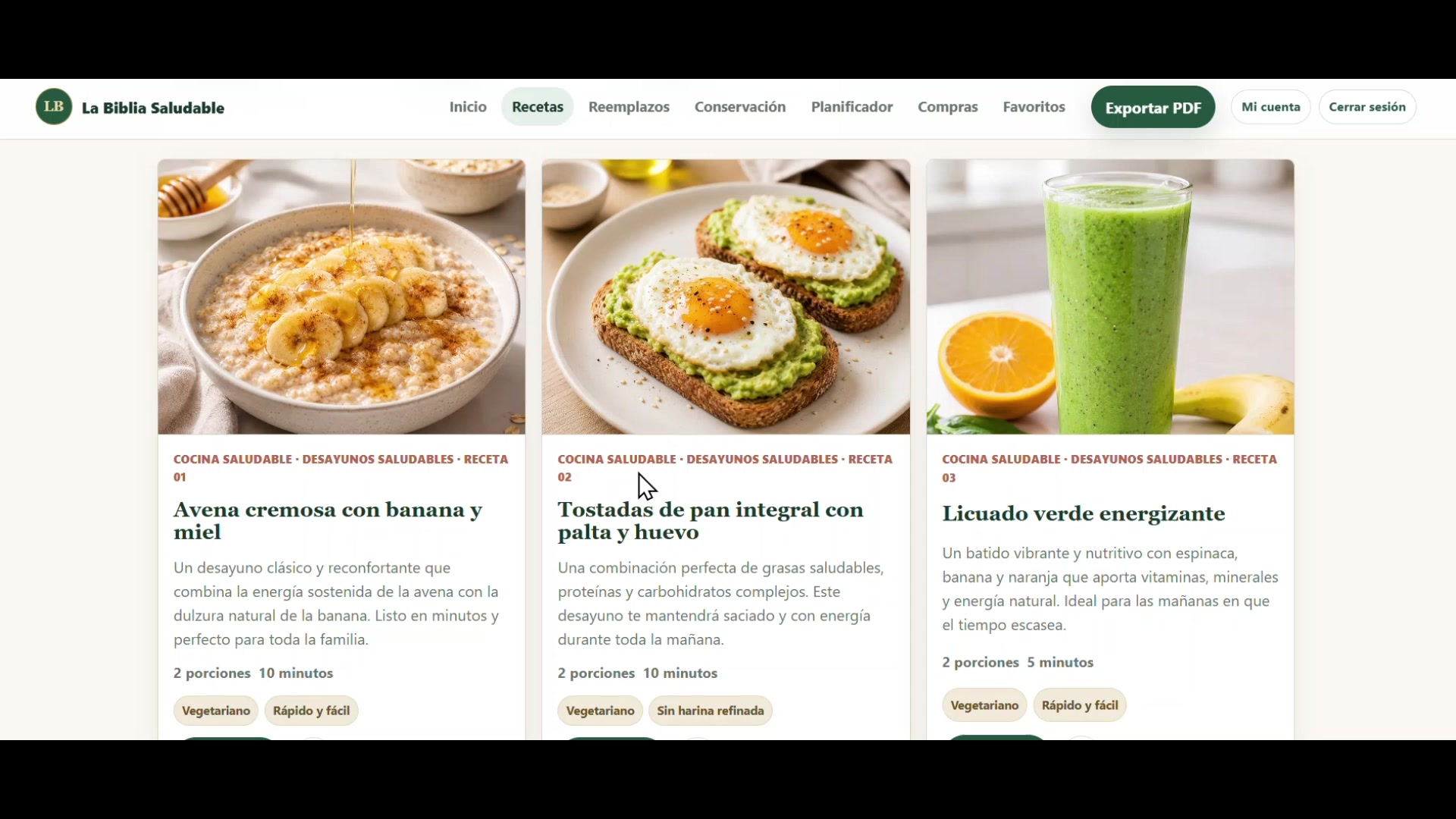 La Biblia en uso: recetas, planificador semanal y lista de compras