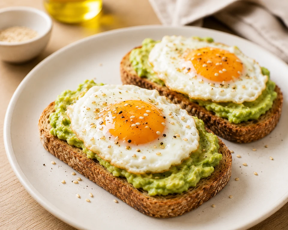 Tostadas de pan integral con palta y huevo