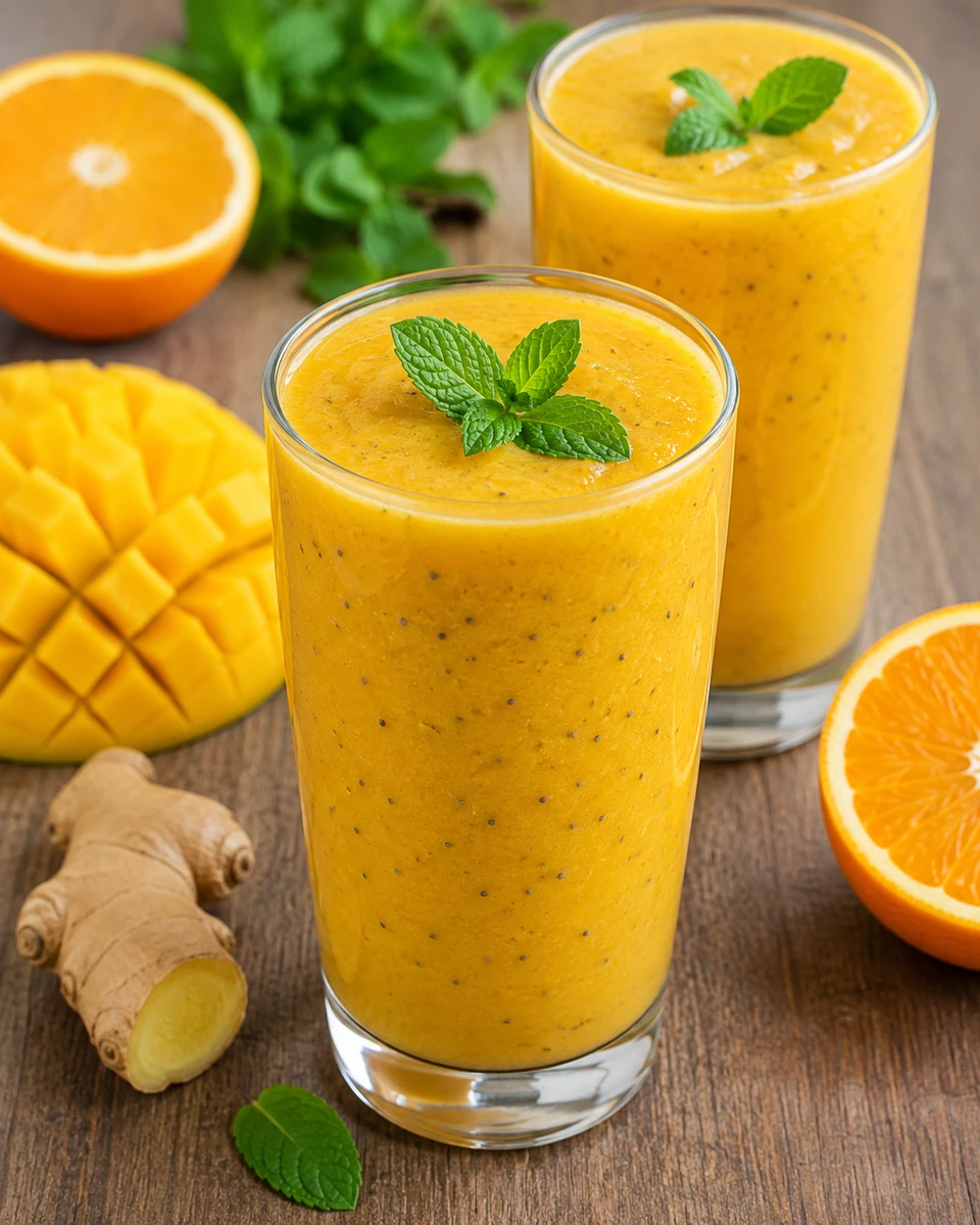 Smoothie de mango, naranja y jengibre